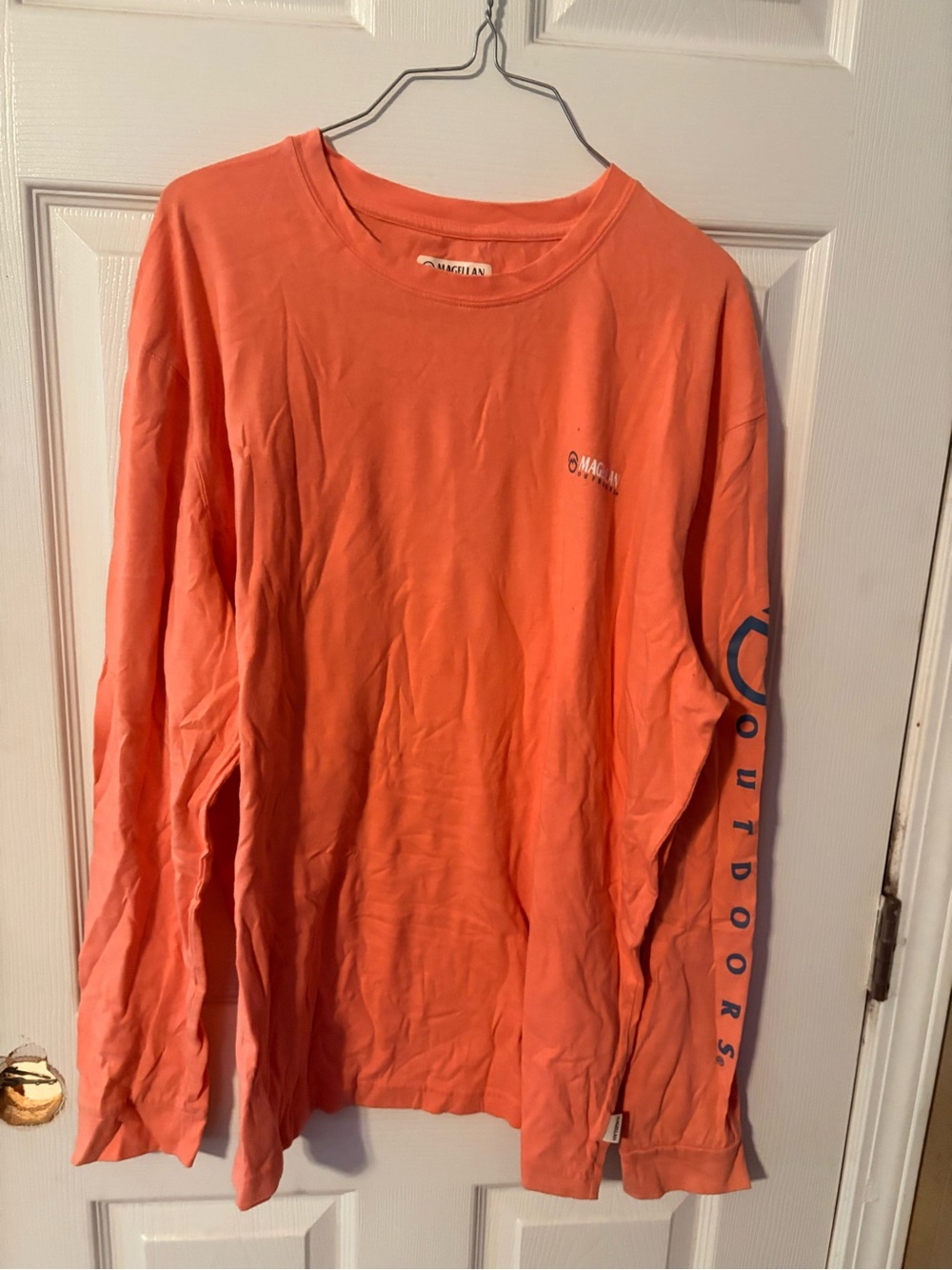 Magellan Outdoors Coral Long-Sleeve Logo Tee with Navy Sleeve Print